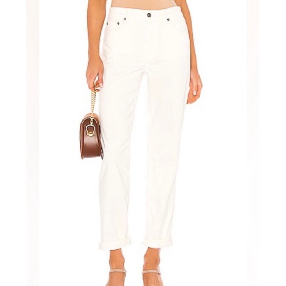 Pistola Presley Jeans Womens 27 White High Rise Relaxed Roller Cropped Denim New